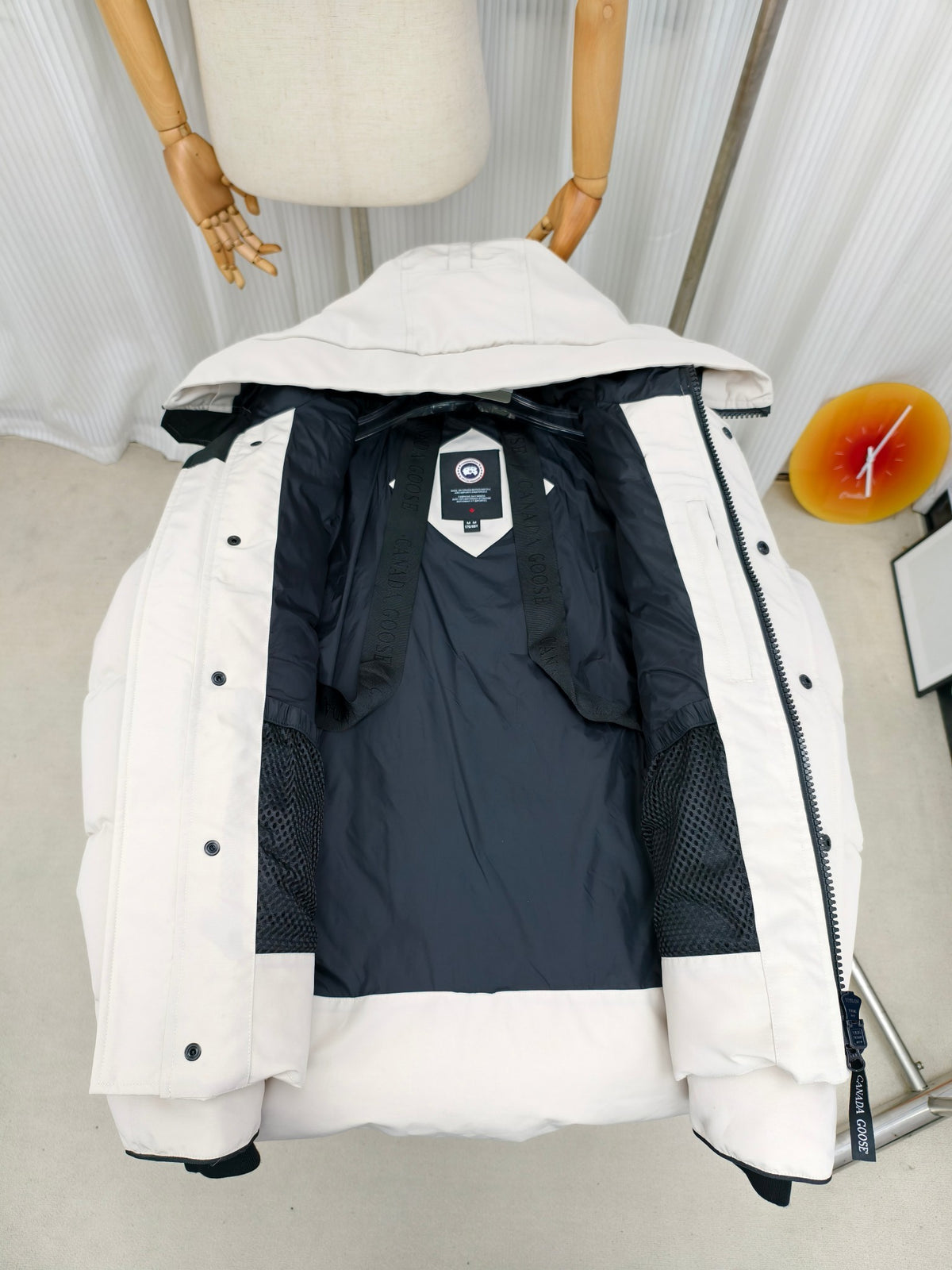 Canada Goose Ivory White Plush-Trim Hooded Puffer Jacket