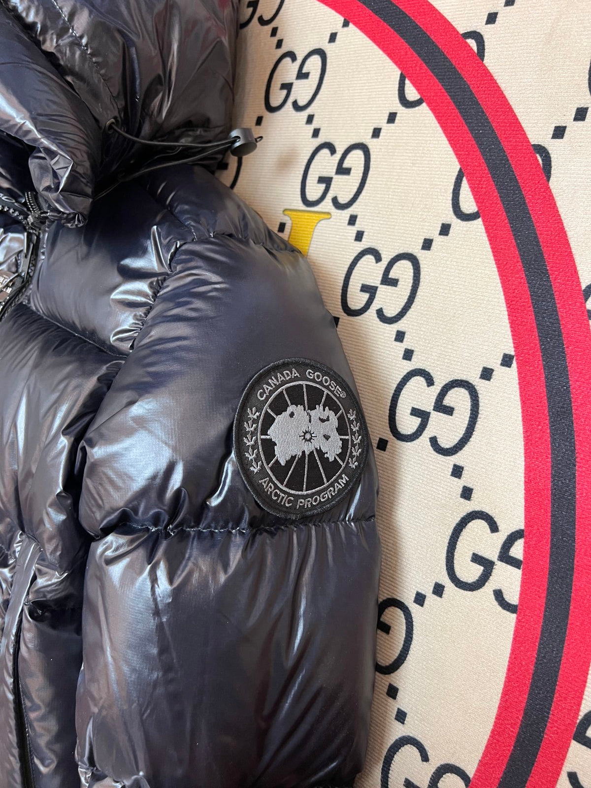Canada Goose Glossy Black Hooded Puffer Jacket