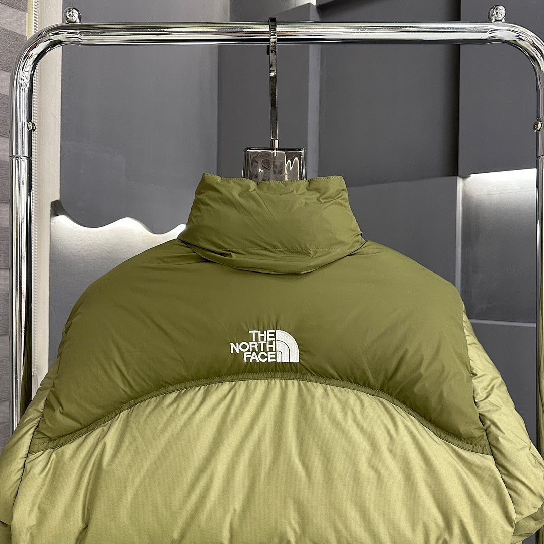 The North Face Olive Green Tonal Colorblock Puffer Jacket