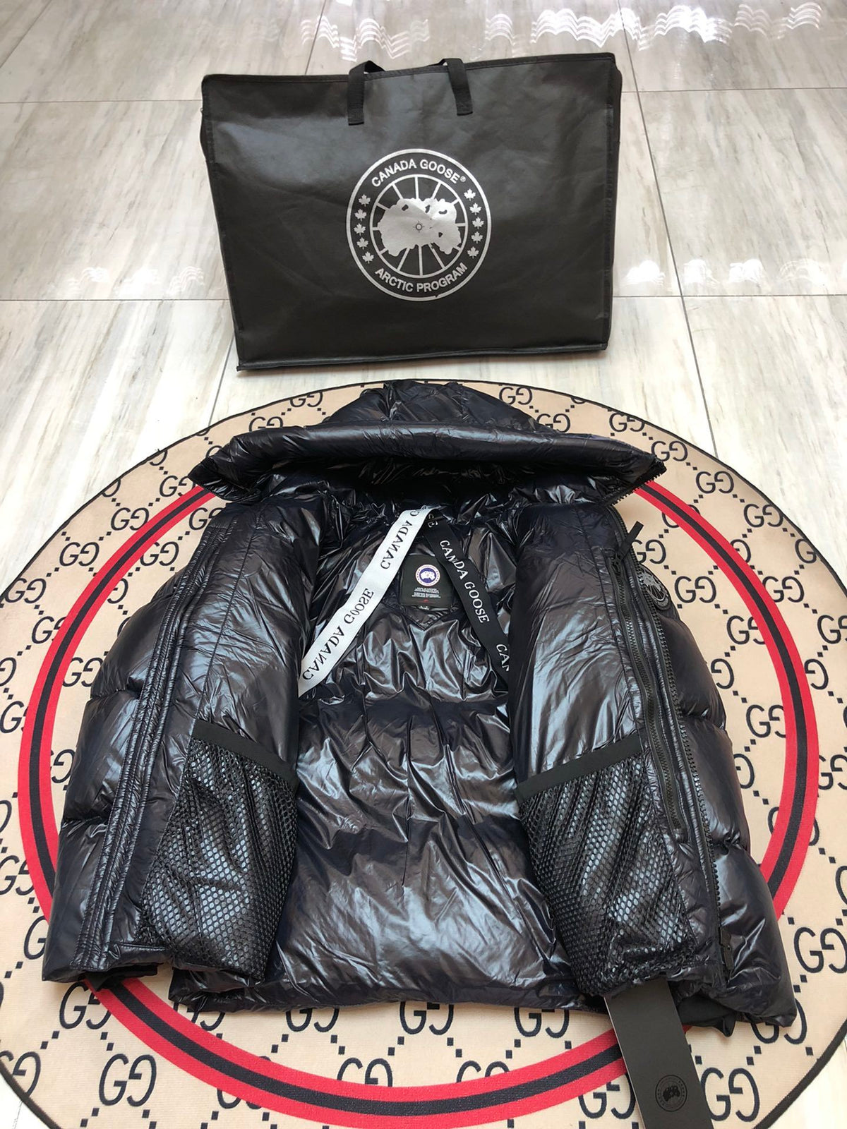Canada Goose Glossy Black Hooded Puffer Jacket