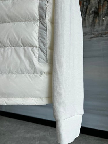 Moncler White Hooded Hybrid Quilted Zip-Up Jacket