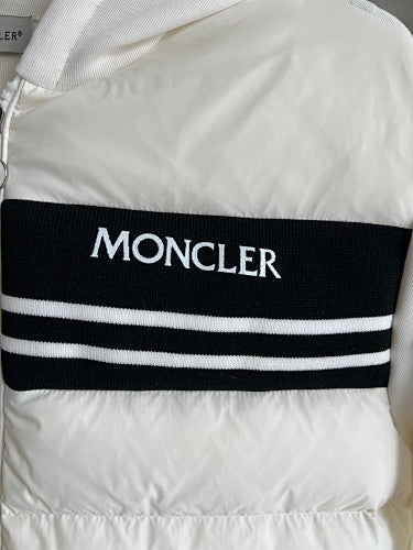 Moncler White Hooded Hybrid Quilted Zip-Up Jacket