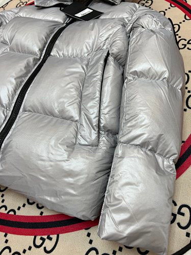 Canada Goose Metallic Silver Hooded Puffer Jacket