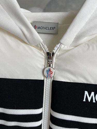 Moncler White Hooded Hybrid Quilted Zip-Up Jacket