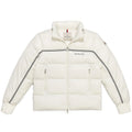 Moncler Ivory White Contrast-Stripe Stand-Collar Puffer Jacket