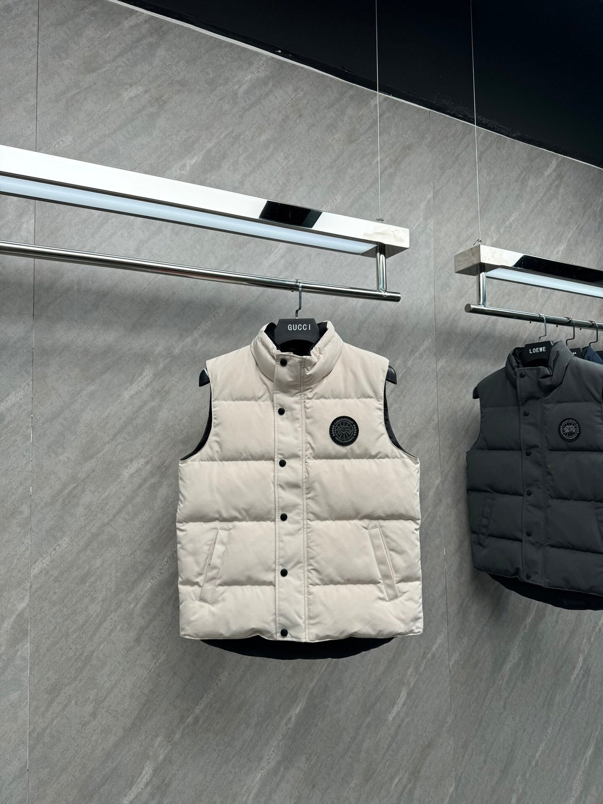 Canada Goose Off-White Black Badge Quilted Puffer Vest