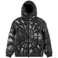 Moncler Black Glossy Geometric Quilted Hooded Puffer Jacket