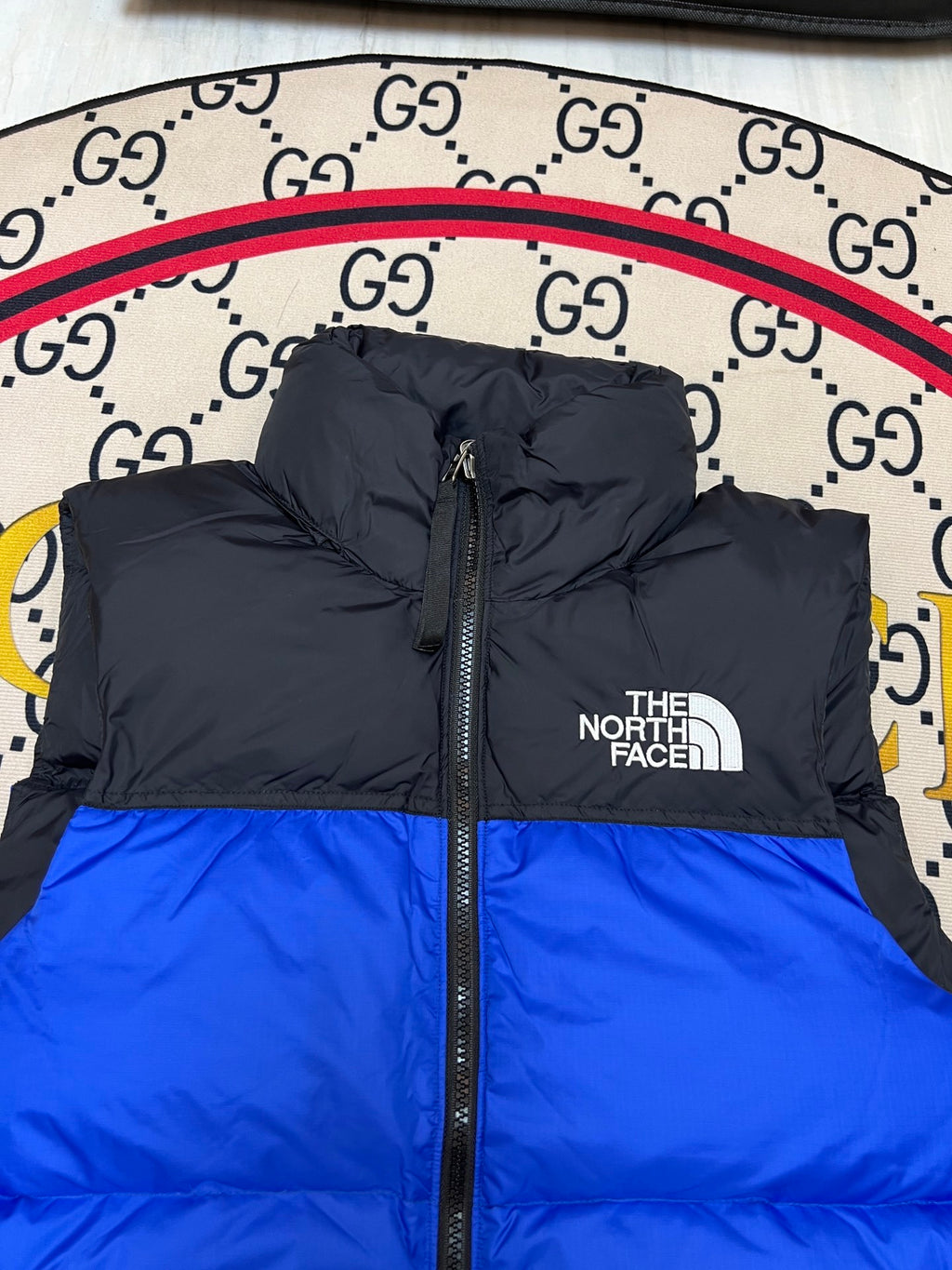 The North Face Royal Blue and Black Colorblock Puffer Vest