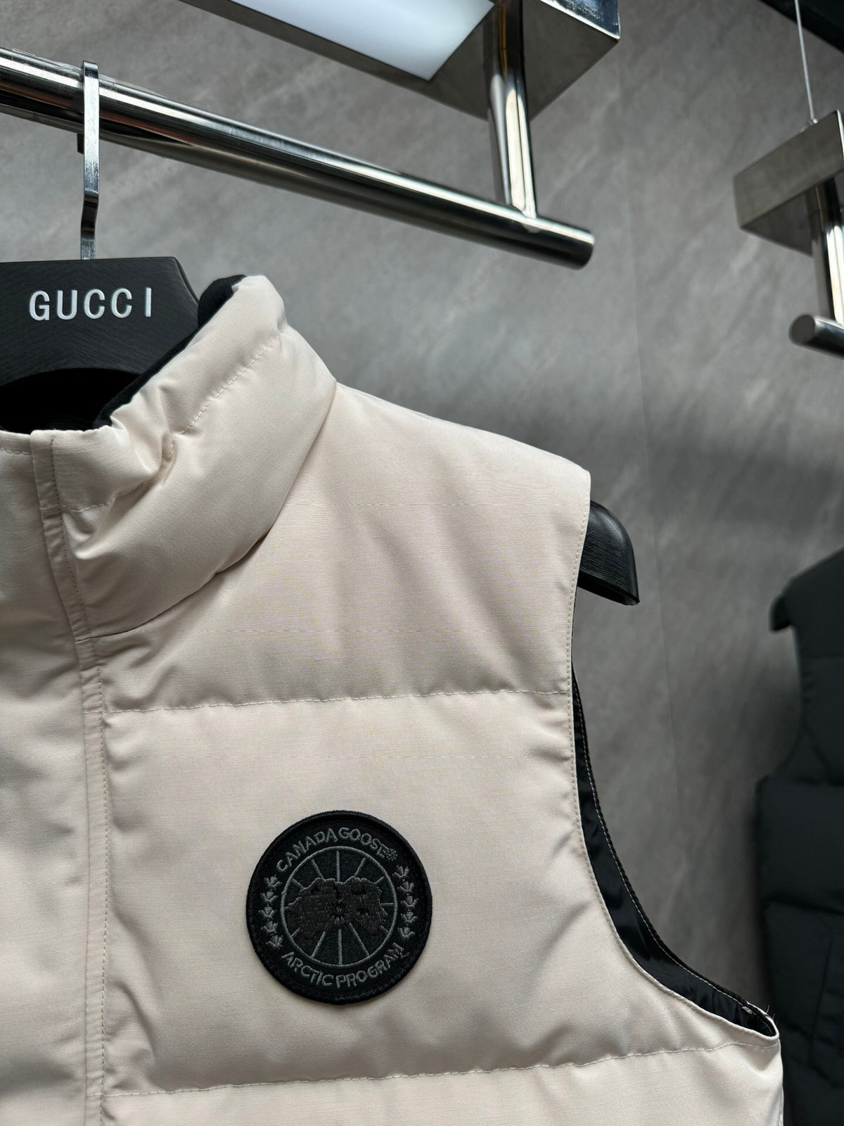 Canada Goose Off-White Black Badge Quilted Puffer Vest