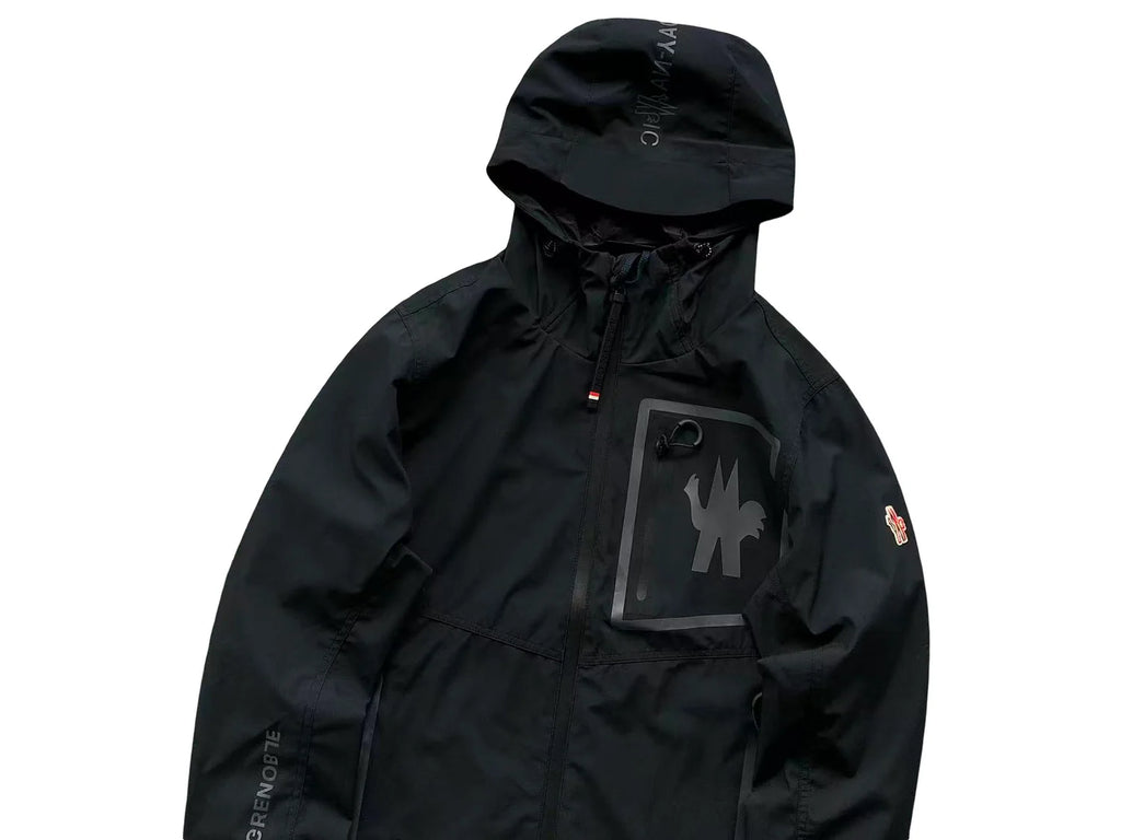 Moncler Grenoble Black Graphic-Pocket Hooded Zip-Up Jacket