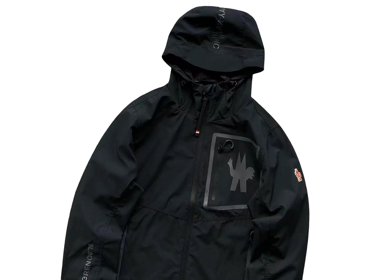 Moncler Grenoble Black Graphic-Pocket Hooded Zip-Up Jacket