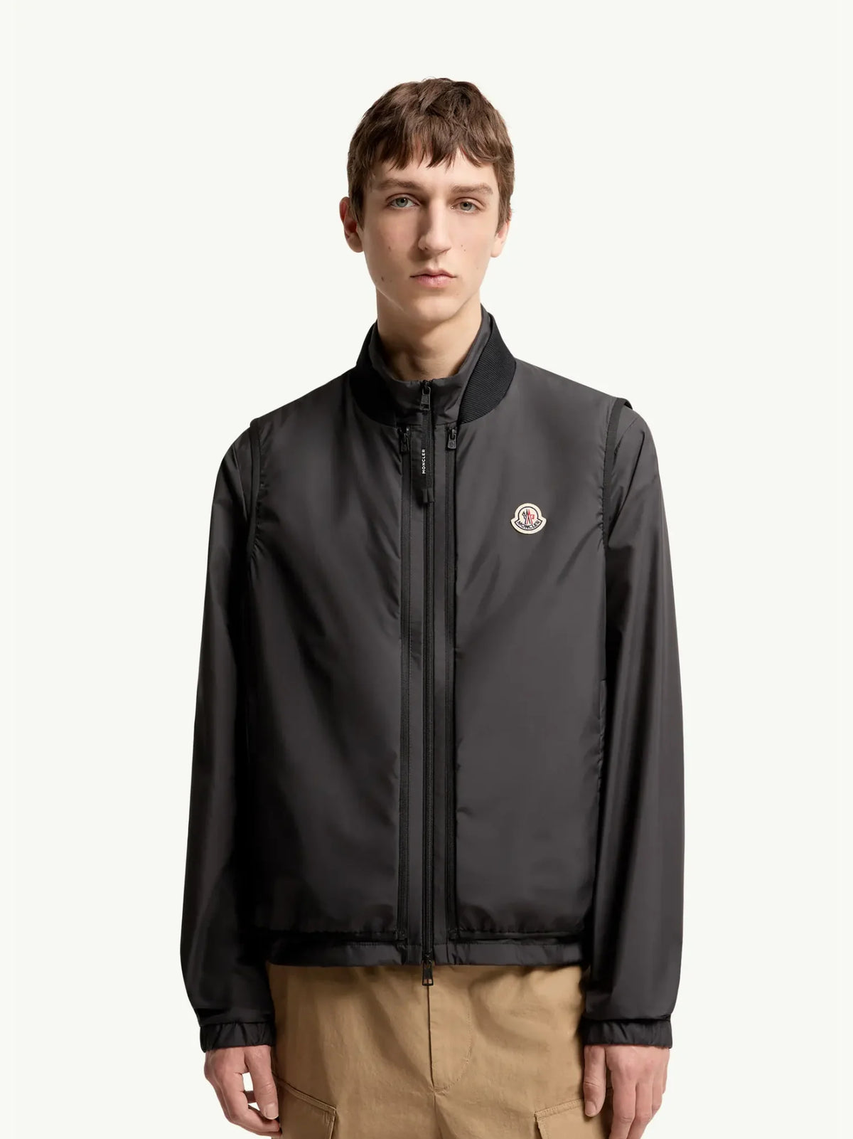 Moncler Charcoal Gray Stand-Collar Zip-Up Jacket