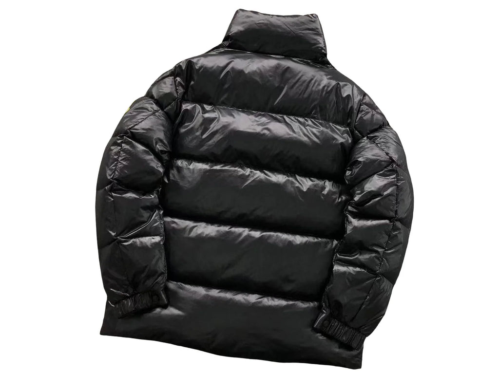 Moncler Black Glossy Stand-Collar Quilted Puffer Jacket