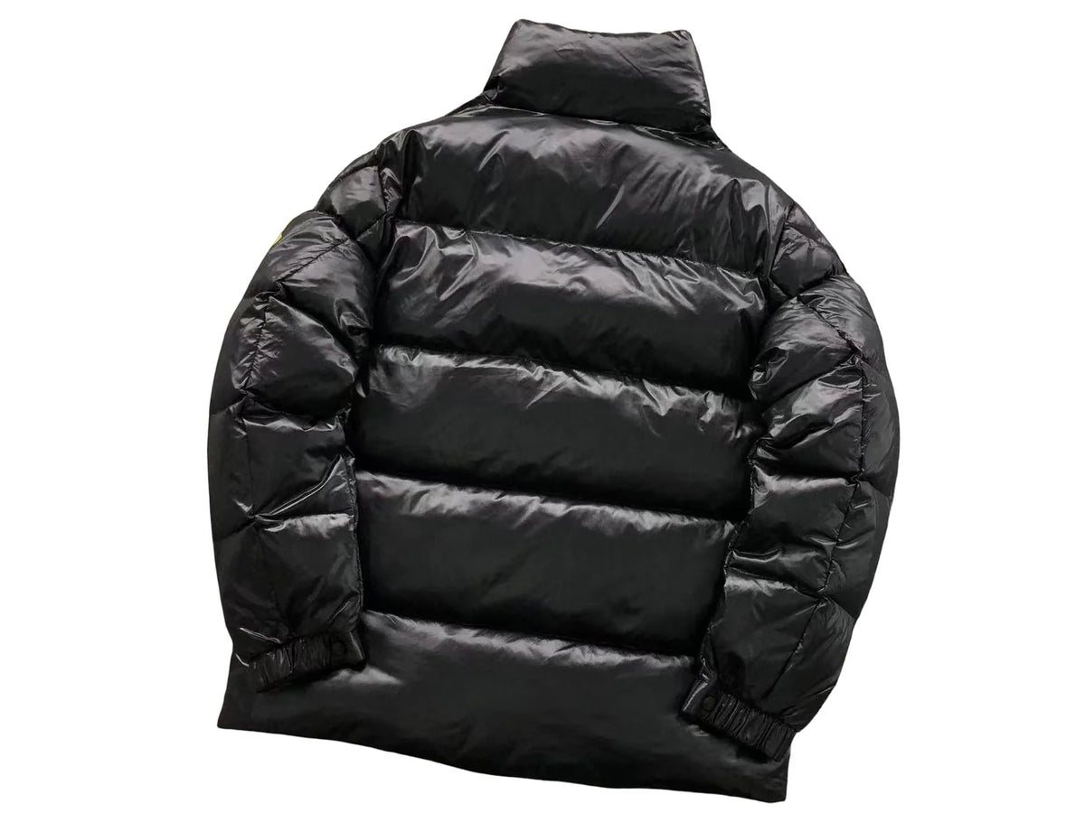 Moncler Black Glossy Stand-Collar Quilted Puffer Jacket