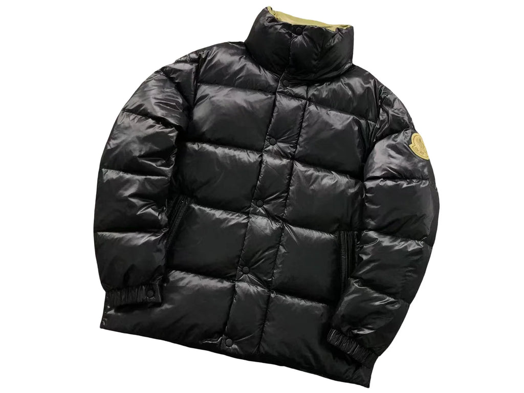 Moncler Black Glossy Stand-Collar Quilted Puffer Jacket