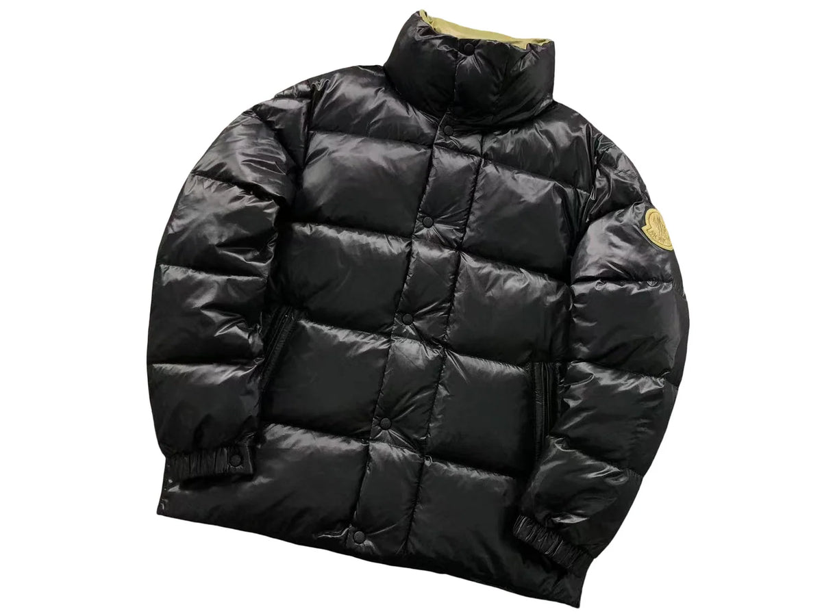 Moncler Black Glossy Stand-Collar Quilted Puffer Jacket