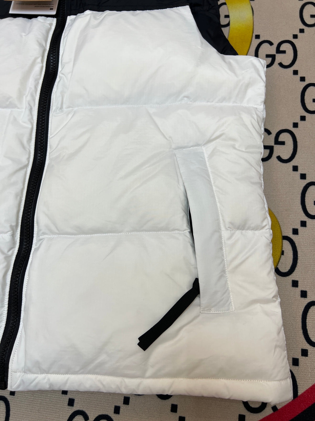 The North Face White and Black Colorblock Puffer Vest