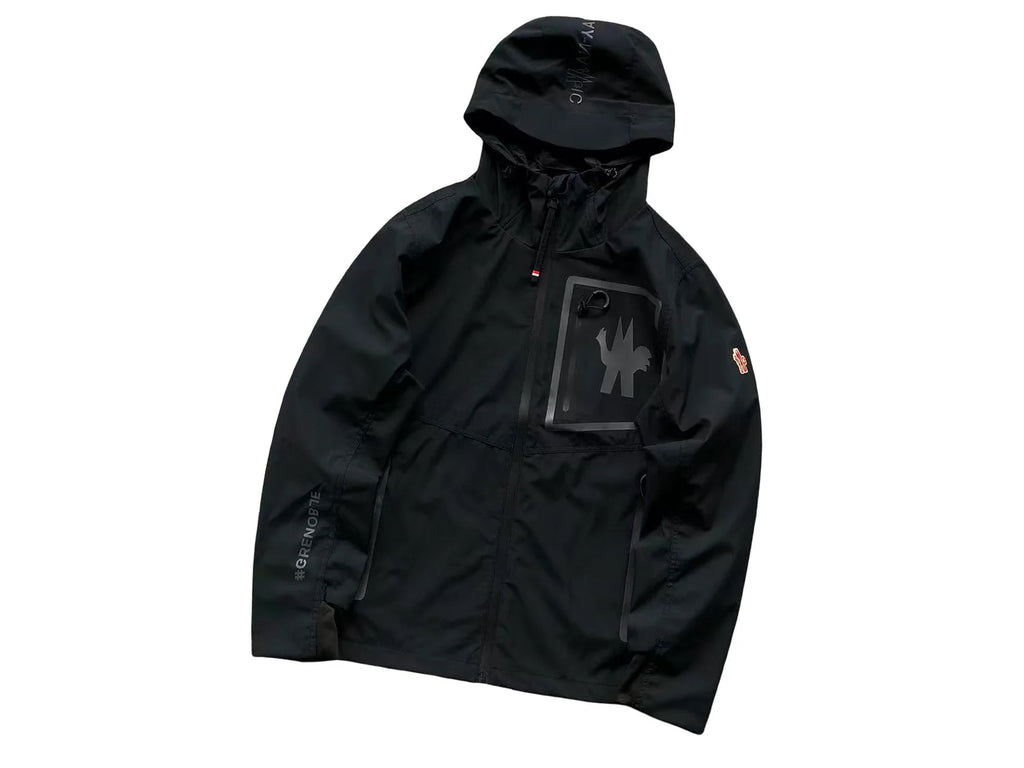 Moncler Grenoble Black Graphic-Pocket Hooded Zip-Up Jacket