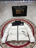The North Face White and Black Colorblock Puffer Jacket