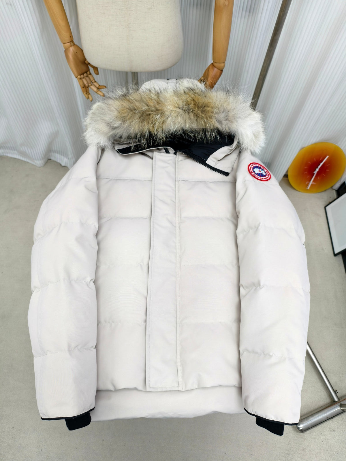 Canada Goose Ivory White Plush-Trim Hooded Puffer Jacket