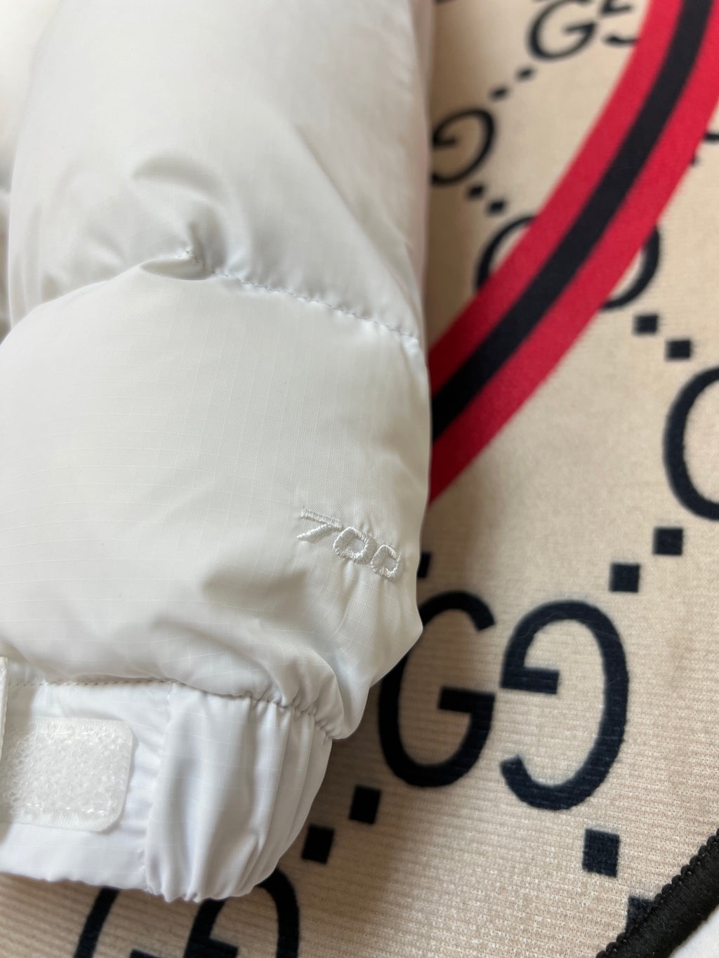 The North Face White and Black Colorblock Puffer Jacket