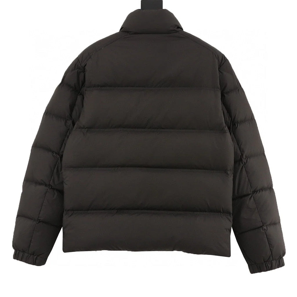 Moncler Black Contrast-Stripe Stand-Collar Puffer Jacket